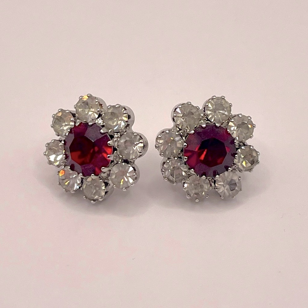 VINTAGE Crystal Flower Earrings
